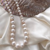 Colier perle naturale albe si argint placat cu aur roz 46 cm DiAmanti 214-34 -G